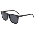 Classic black TR square frame sunglasses with polarized dark grey lenses for men and women - Black Frame Grey Lens