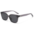 Occhiali da sole polarizzati TR moderni con montatura grigia oversize e decorazione a X - Montatura Grigia / Lenti Nero Grigio