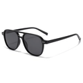 Gafas de sol aviador negras TR90 polarizadas con doble puente y remaches plata - Montura Negra Lentes Grises