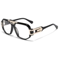 Occhiali da sole vintage stile aviator con montatura nera e oro per uomo e donna moda - Regolare / Montatura Nera Lenti Trasparenti