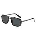 Gafas de sol punk cuadradas para hombre con montura gris plomo y lentes grises - Montura Negro Gris Plomo Lente Gris Negro