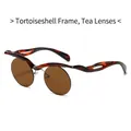Tortoiseshell sunglasses with wavy hollow temples and round brown lenses for UV400 protection - Regular / Standard (Incl. 13% VAT) Tortoise Frame Brown Lenses