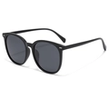 Gafas de sol polarizadas ovaladas TR90 en negro brillante con remaches de metal plata - Montura Negro Brillante Lentes Grises