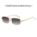 Retro rectangle sunglasses with gold metal frame, gradient grey lenses and leopard decor - Gold Frame Gradient Grey Lens