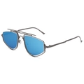 Occhiali da sole aviator canna di fucile con doppio ponte e lenti quadrate specchiate blu - Montatura Canna di Fucile Lenti Blu
