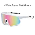 Lunettes de cyclisme monture blanche avec verres miroirs roses pour le sport - Standard / Lunettes standard - Monture blanche verres miroirs roses