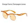 Modern orange frame sunglasses with champagne round lenses and wavy hollowed temples - Regular / Standard (Incl. 13% VAT) Orange Frame Champagne Lenses