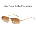 Retro square metal sunglasses with gold frame and gradient brown lenses for men - Gold Frame Gradient Tea Lens