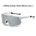 Lunettes de cyclisme avec monture blanche et verres miroir argentés pour le sport - Standard / Monture blanche standard verres miroir argent