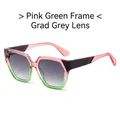 Occhiali da sole poligonali con montatura sfumata rosa-verde e lenti grigie, vista laterale - Montatura Rosa Verde Lenti Sfumate Grigio