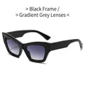 Occhiali da sole cat-eye montatura in resina nera con lenti sfumate grigie stile retrò - Montatura Nera Lente Grigia Sfumata