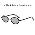 Lunettes de soleil ovales en métal noir avec verres gris et texture pailletée rétro - Standard / Monture Noire Verres Gris