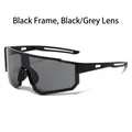 Gafas deportivas Y2K con montura negra y lentes grises con patillas caladas - Montura Negra Lentes Gris Negro