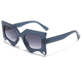 Lunettes de soleil géométriques bleues en forme d'étoile avec verres dégradés et strass - Monture Bleue Verres Gris Dégradés