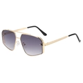 Chique aviator zonnebril met gouden metalen montuur en paarse gradiënt glazen - Gouden Frame Gradiënt Grijze Lens