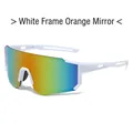 Gafas de sol deportivas blancas con lentes naranjas degradadas y diseño envolvente Y2K - Montura Blanca Espejo Naranja
