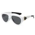 Matte white butterfly cat eye sunglasses with grey lenses and gold metal accents - Regular / Matte White Frame / Dark Grey Lenses