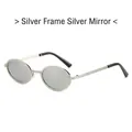 Oval silver metal sunglasses with white mercury lenses and textured glitter finish - Regular / Standard (Incl. 13% Tax) Silver Frame Silver Mirror Lenses