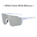 White frame Y2K sports cycling sunglasses with silver mirror lens and vented temple arms - White Frame Silver Mirror