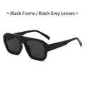 Gafas de sol cuadradas oversize con montura negra y lentes gris oscuro estilo retro - Régulier / Montura Negra Lentes Gris Negro
