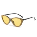 Ultralight cat eye sunglasses with gold rhinestone frames and yellow tinted lenses - Regular / Regular (Inc. 13% VAT) Black Frame Yellow Lenses
