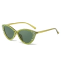 Cat eye sunglasses with light green frames and sparkling rhinestones for UV protection - Regular / Standard (Incl. 13% Tax) Green Frame / Green Lenses