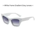 Cat eye fashion sunglasses with white frame and gradient grey lenses from a side view - White Frame Gradient Grey Lens
