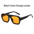 Gafas de sol cuadradas de montura negra con lentes naranjas de alto contraste para unise - Régulier / Montura Negra Lentes Naranjas