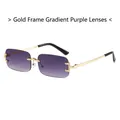 Gafas de sol rectangulares sin montura dorada y lentes grises degradados de moda - Montura Dorada Lentes Degradadas Grises