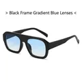 Gafas de sol cuadradas de gran tamaño en negro con lentes degradadas azules y montura - Régulier / Marco Negro Lente Azul Degradada