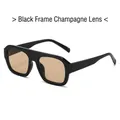 Gafas de sol cuadradas de gran tamaño con montura negra y lentes color champán - Régulier / Montura Negra Lentes Champaña