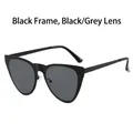 Gafas de sol retro de ojo de gato con montura negra y lentes gris oscuro - Montura Negra Lentes Gris Negro