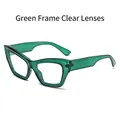 Cat eye fashion sunglasses with a transparent green frame and clear lenses - Green Frame White Lens