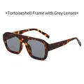 Retro thick-frame square sunglasses in tortoiseshell finish with grey lenses - Regular / Tortoiseshell Sunglasses with Grey Lenses