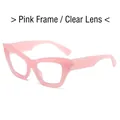 Cat eye fashion sunglasses featuring a translucent pink resin frame and clear lenses - Pink Frame Clear Lens