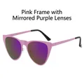 Gafas de sol cat eye con montura rosa mate y lentes de espejo color violeta - Montura Rosa Lente de Espejo Púrpura