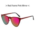 Gafas de sol cat eye con montura roja y lentes de espejo degradados rosa y verde - Montura Roja Lente de Espejo Rosa