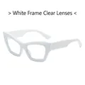 Chic cat eye sunglasses with bold white frame and matching white lenses for men and women - White Frame White Lens