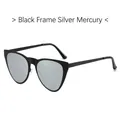 Classic cat-eye sunglasses featuring a black frame and silver mirror lenses for sun protection - Regular / Standard Black Frame Silver Mirror Lenses