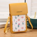 Mini bolso amarillo para móvil con estampado floral, pantalla táctil y correa ajustable - Amarillo