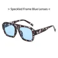 Oversized square sunglasses featuring a tortoiseshell frame and blue lenses - Regular / Standard (Incl. 13% VAT Invoice) Tortoise Frame, Blue Lens