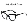 Montatura per occhiali cat-eye chic in nero opaco per un look streetwear elegante - Nero Opaco / Lenti trasparenti