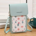Bolso táctil para móvil verde menta con diseño floral y piel sintética texturizada - verde claro
