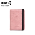 Portapassaporto rosa in pelle sintetica con protezione RFID e elastico nero - Rosa
