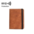 Porta passaporto in pelle PU marrone con protezione RFID e chiusura ad elastico - Marrone