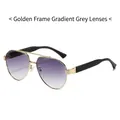Klassische Pilotensonnenbrille aus Goldmetall mit lila-grauen Verlaufsgläsern und Doppelsteg - Goldener Rahmen Graue Verlaufsgläser