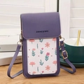 Purple floral touchscreen crossbody phone bag with adjustable strap and gold hardware - Deep purple
