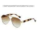 Klassische Gold-Metall-Pilotensonnenbrille mit braunen Verlaufsgläsern und Bügeln - Gold Schildpatt Rahmen Tee Verlauf Gläser