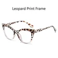 Stylish cat-eye glasses frame featuring a trendy brown leopard tortoiseshell pattern - Standard Leopard Print Frame / Clear Lens