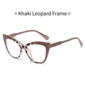 Cat-eye glasses frame in khaki and leopard print finish for a stylish feminine look - Standard Khaki Leopard Print Frame / Clear Lens